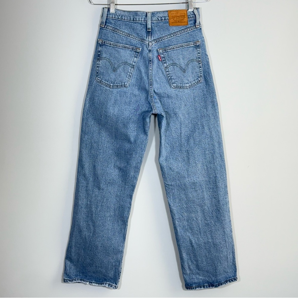Levi's Premium Ribcage Straight Jeans Haters Gonna Hate 27 High Rise Ankle Big E - Picture 5 of 16
